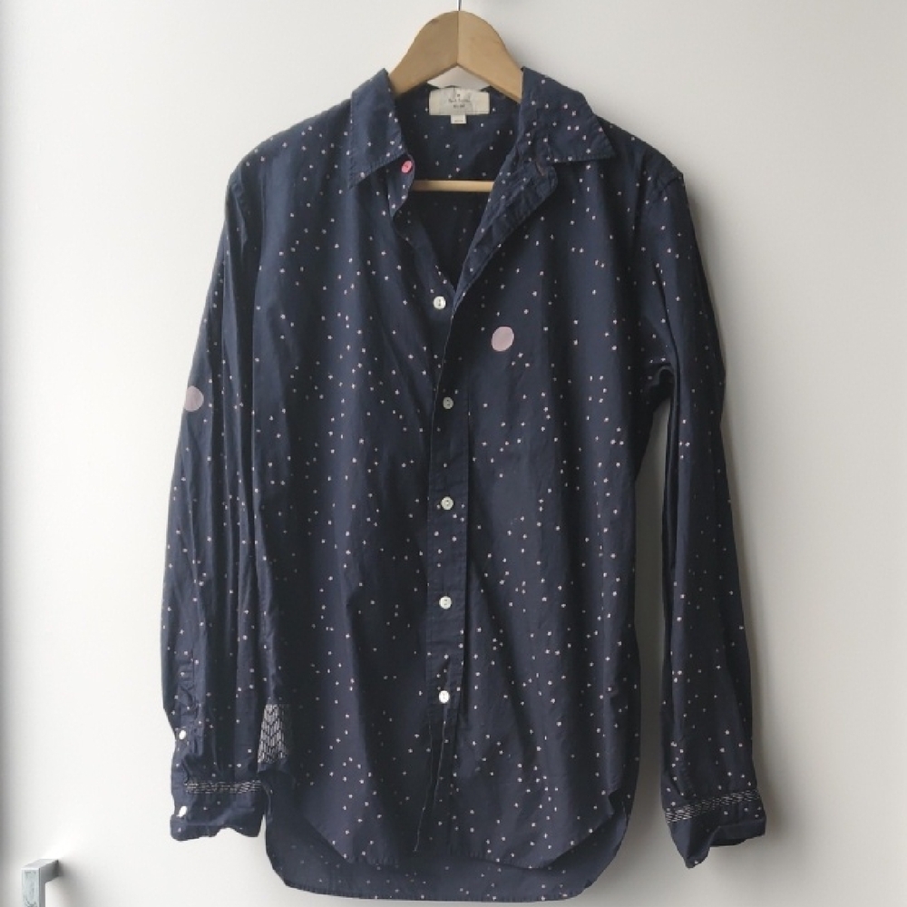 Paul Smith Red Ear Village Stars Space Printed 100% Cotton Button Down Shirt